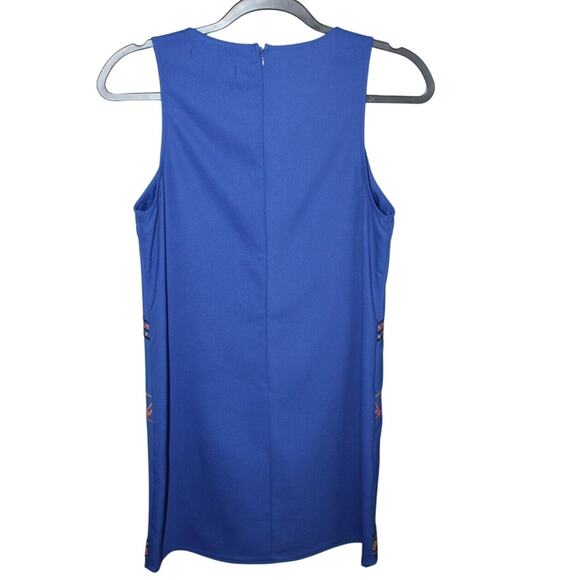 Flying Tomato Dress Blue Front Embroidered Sleeveless Zip Up Size Small - Picture 2 of 4